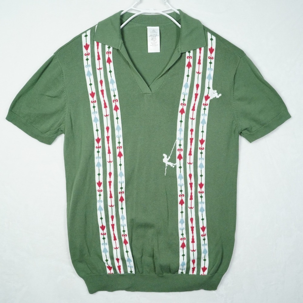 Disney Parks Haunted Mansion Hitchhiking Ghosts Green Knit Polo Shirt Mens L